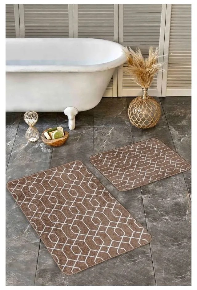 Covorașe de baie maro 2 buc. din catifea 60x100 cm – Mila Home