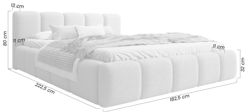 Pat tapițat cu ladă de depozitare Tesia 160x200 - bouclé bej Quelle 05