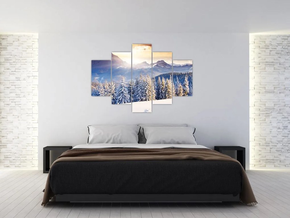 Tablou - Peisaj montan în timpul iernii (150x105 cm)