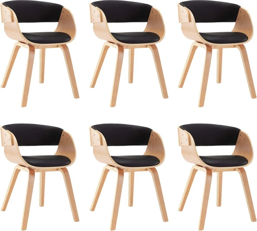 vidaXL Scaune bucătărie, 6 buc., lemn curbat și piele ecologică