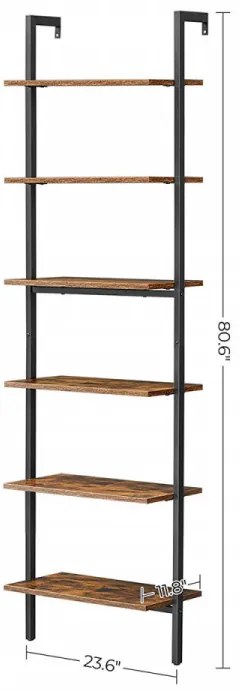 Etajera Multifunctionala Tip Scara, Maro / Negru, PAL Melaminat, Vasagle, LLS103B01