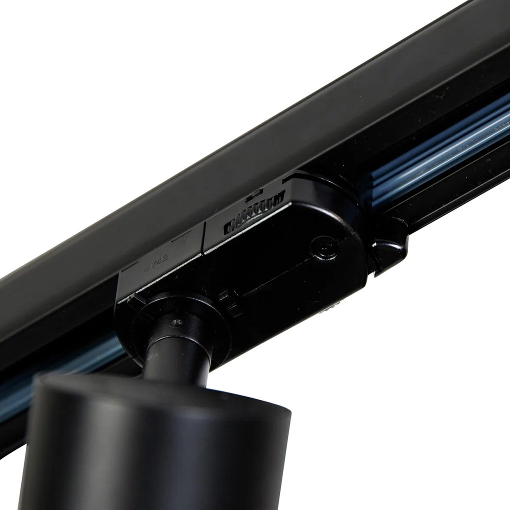 Sistem modern de iluminat pe șine trifazic cu 5 spoturi GU10 negre 111 mm stânga - Jeany trifazic
