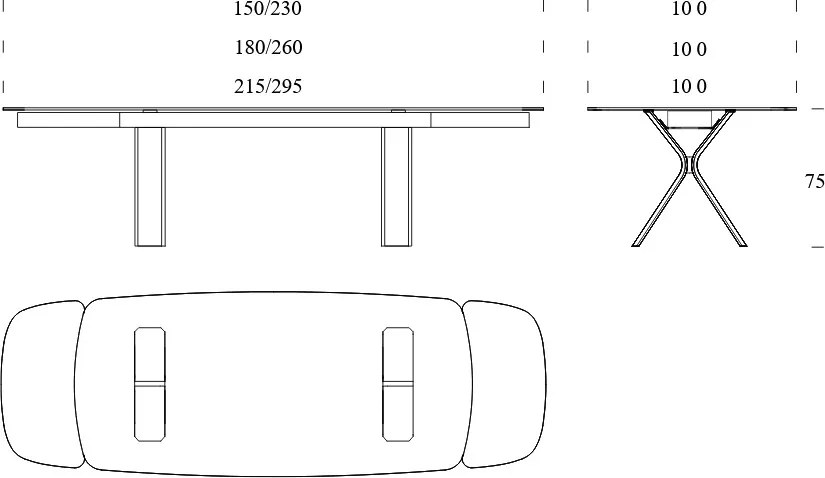 Masa extensibila eleganta design LUX Still 215-295x100cm