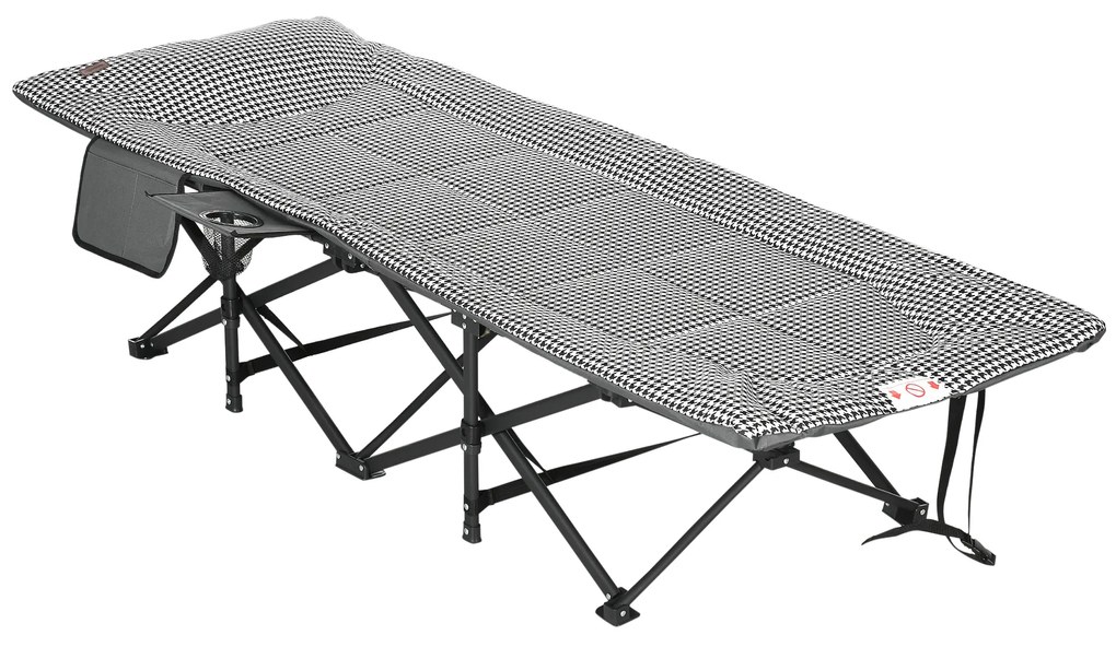 Outsunny Şezlong pliant de plajă cu buzunar lateral, suport pentru pahar și sac de transport, 68 x 190 x 48 cm, negru | Aosom Romania