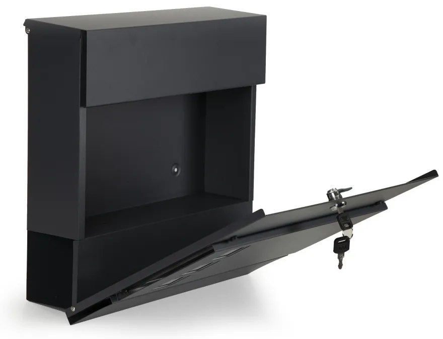 Cutie poștală din oțel galvanizat cu suport pentru ziare antracit