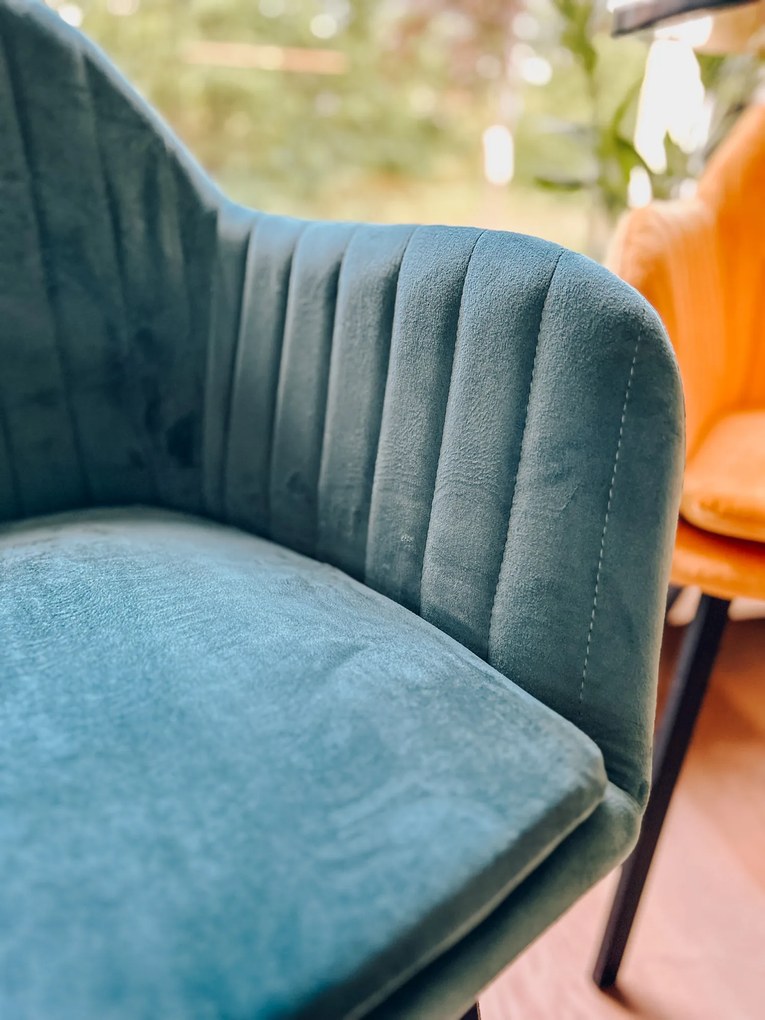 Scaun de sufragerie din catifea turcoaz TRENTO