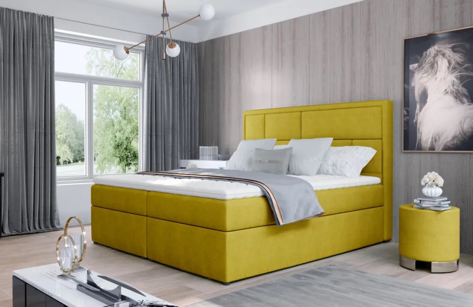 Pat tapitat, continental boxspring, cu lada pentru depozitare, 140x200 cm, Meron 142, Eltap (Culoare: Visiniu inchis / Matt Velvet 68)