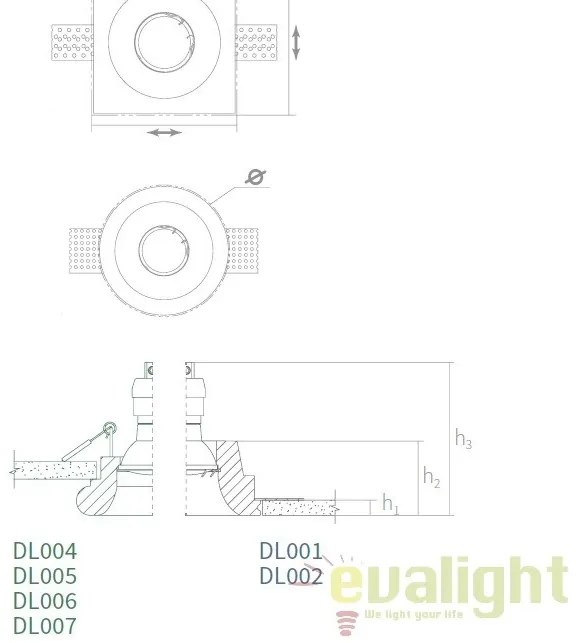 Spot incastrabil DL001 Gyps MYDL001-1-01-W