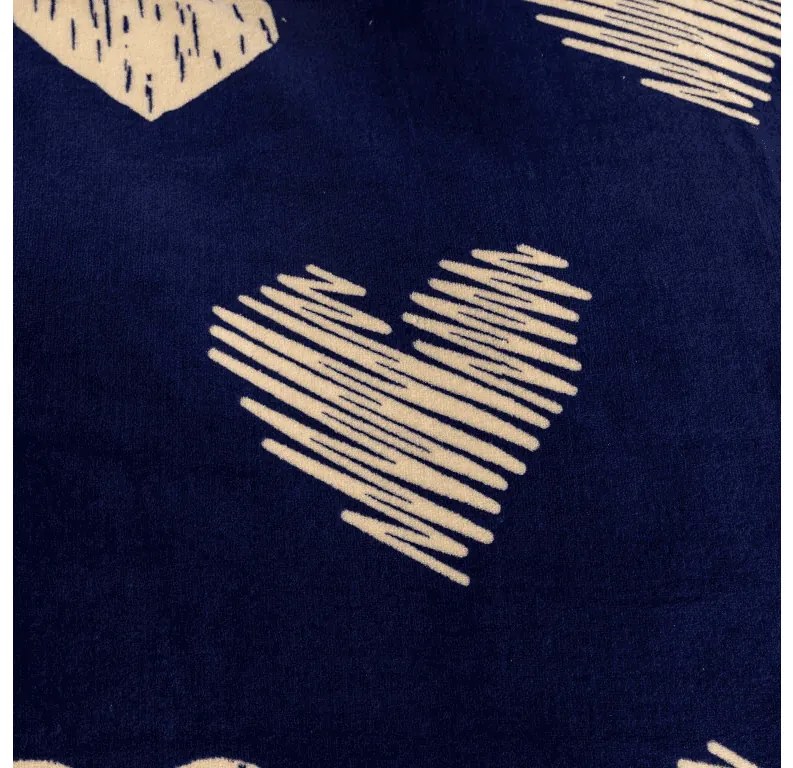 Lenjerie de pat microfleece GOLDEN HEARTS albastru inchis Dimensiunile lenjeriei: 2 buc 70 x 90 cm | 200 x 220 cm