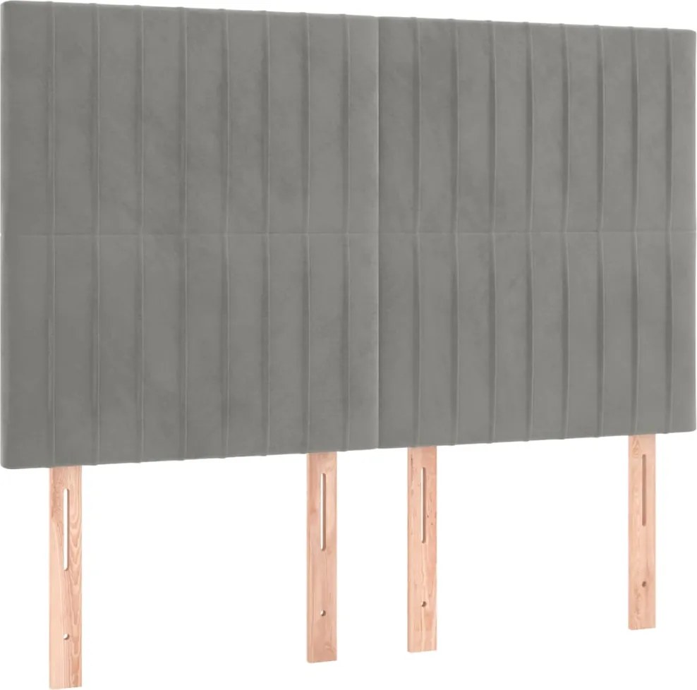 vidaXL Tăblie de pat gri deschis 144x5x118/128 cm catifea