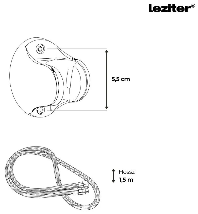 Duș de mână Lili cu 5 funcții și suport pentru furtun negru