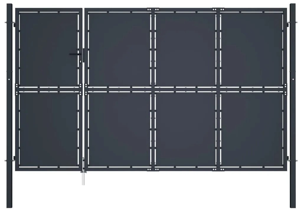 vidaXL Poartă de grădină, antracit, 350 x 150 cm, oțel