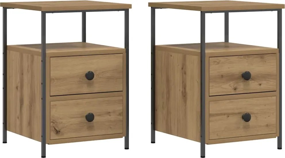 vidaXL Noptiere 2 buc. stejar artizanal, 34x35,5x50 cm, lemn prelucrat