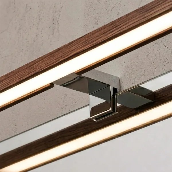 Brilagi-LED Iluminare pentru oglindă de baie 3în1 WOODY MIRROR LED/12W/230V IP44 crom/stejar/cireș