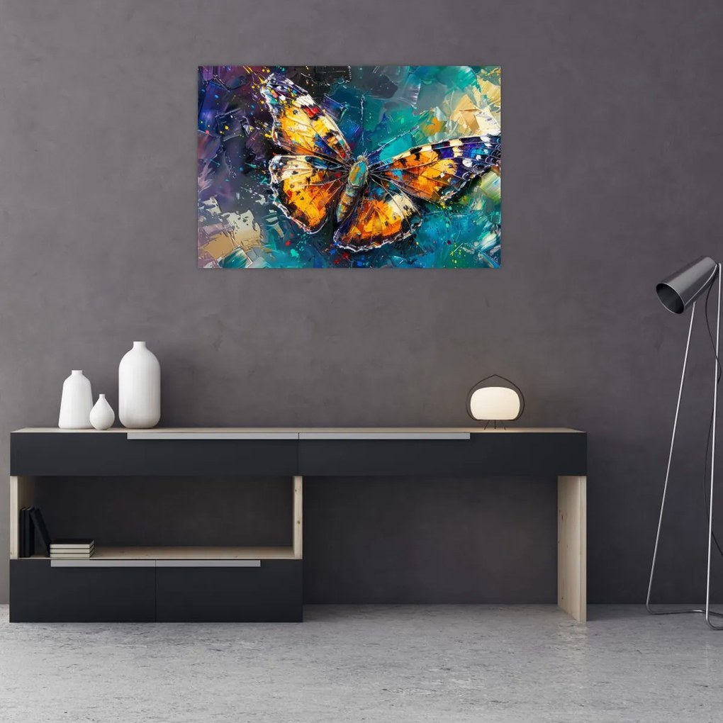Tablou - Fluture, pictură în ulei (90x60 cm)