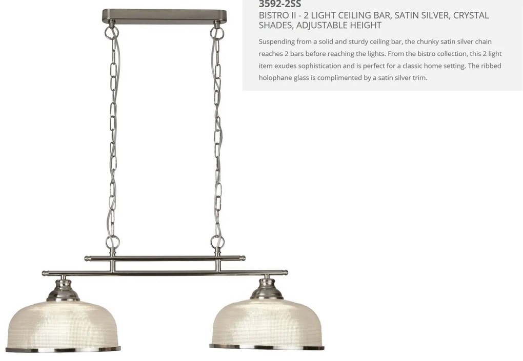 Lustra suspendata design clasic Bistro II 2L argintiu satin 3592-2SS SRT