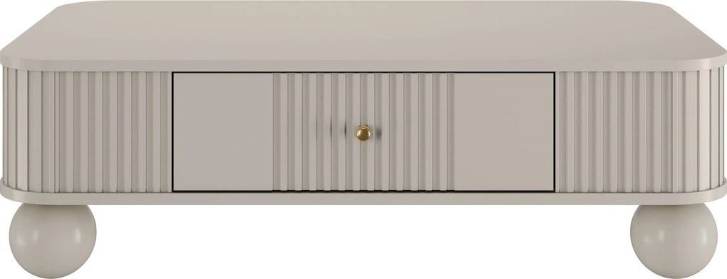 Măsuță de cafea cu sertar Vesper 103x60 cm - cașmir / mânere aurii / picioare sferice