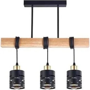 Lustră suspendată pe cablu ELEN, 3x E27/35W/230V, negru/auriu/maro