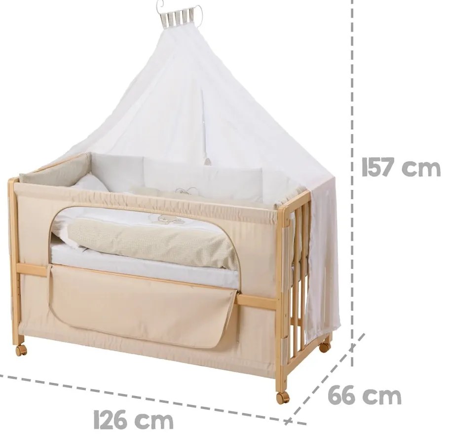 Pătuț cu roți și baldachin 60x120 cm Liebhabär – Roba