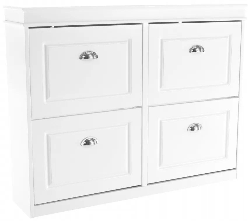 Pantofar mdf pal alb , 4 compartimente , suporturi inclinabile duble , Bortis Impex alb, 105 cm, 24 cm, 82.5 cm