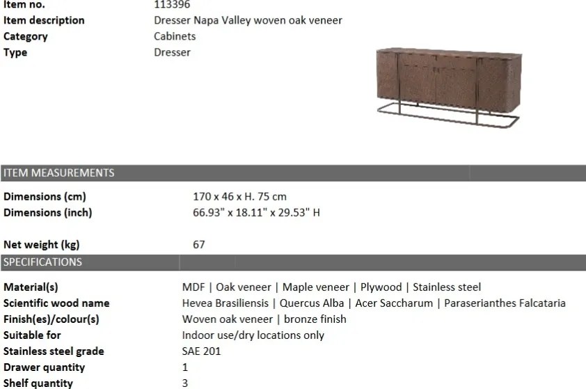 Dulap design LUX Napa Valley, bronz 113396 HZ