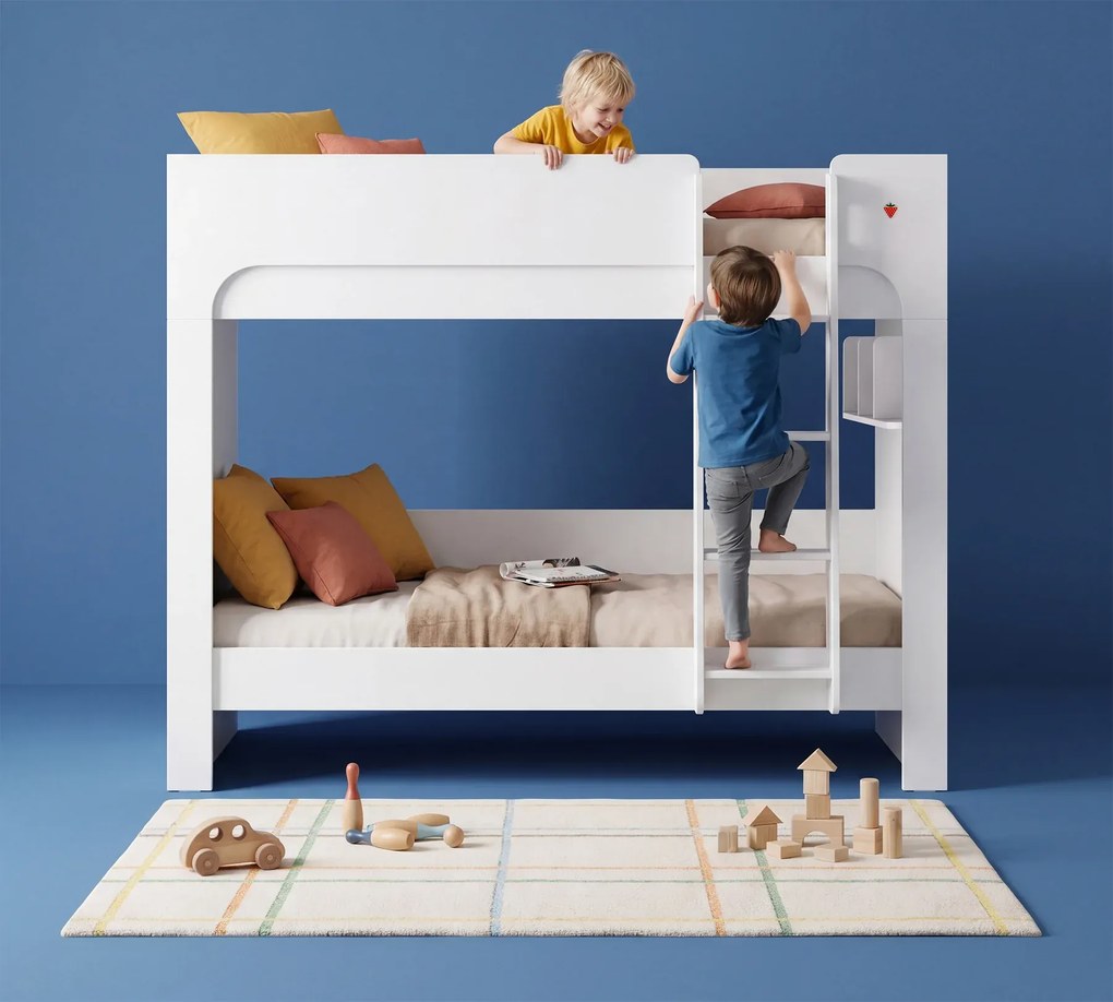 Pat etajat pentru copii, design functional si modern Colectia Varia White 90x200 cm