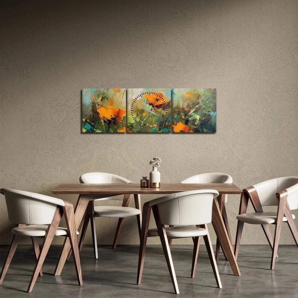 Tablou - Flori (cu ceas) (90x30 cm)
