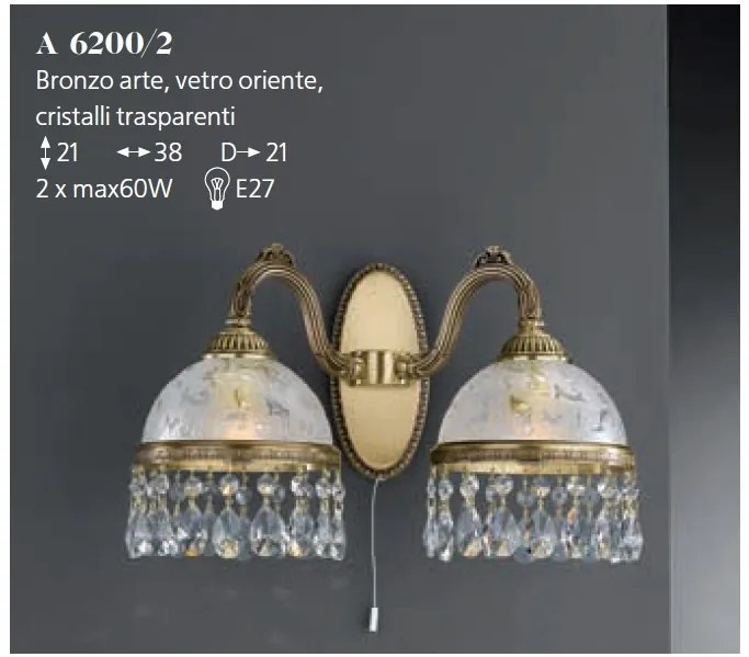 Aplica de perete design clasic realizata manual din alama si Cristal Scholer 6200