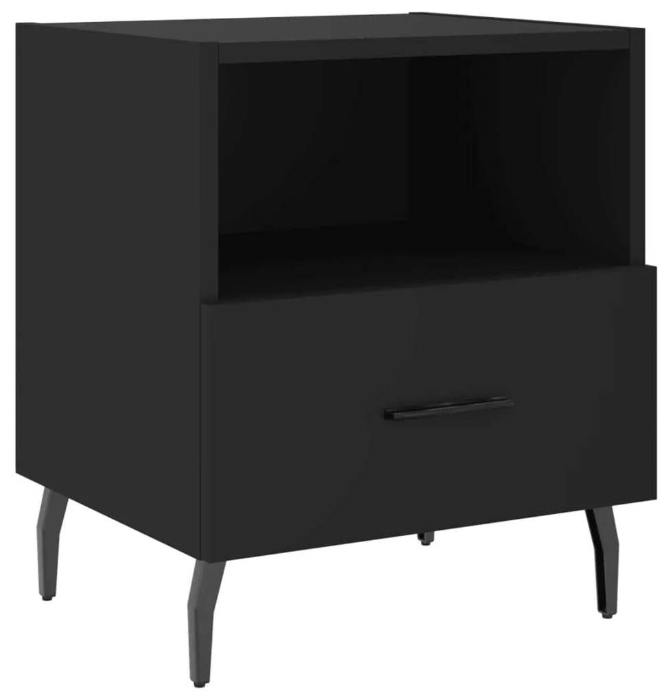 827470 vidaXL Noptieră, negru, 40x35x47,5 cm, lemn compozit