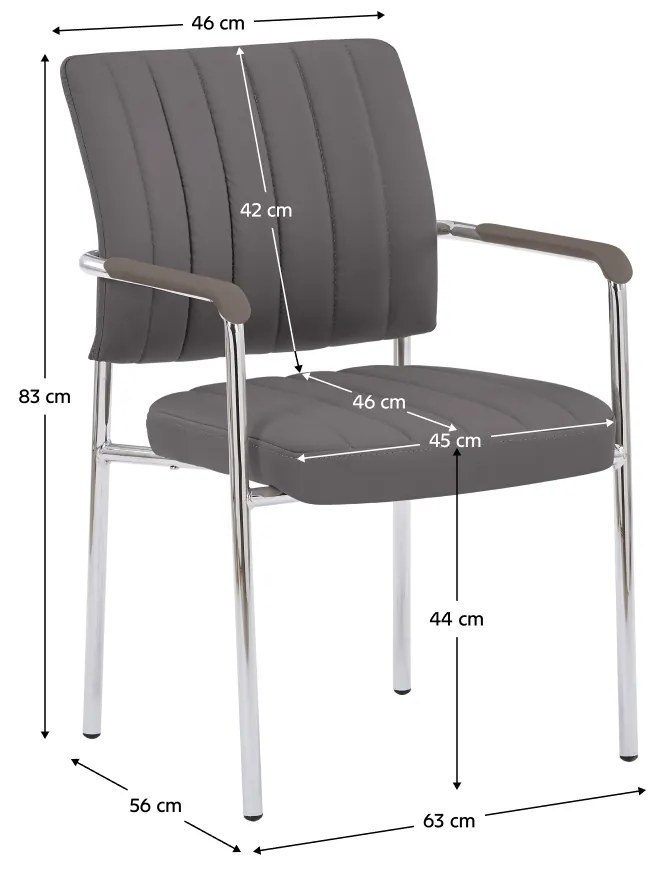 Scaun de sedinta, gri-brun Taupe, piele ecologica crom, FLORIN