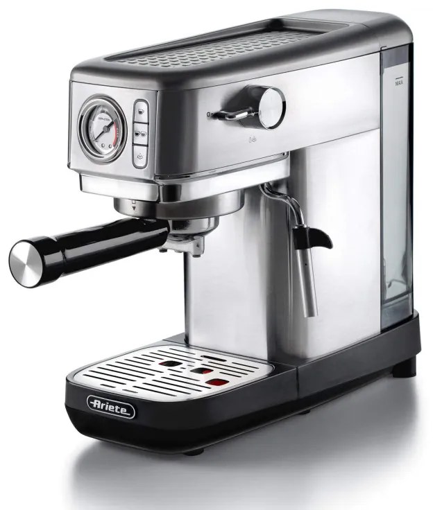 Espressor manual Ariete ESPRESSO METAL SLIM 1381/10, 1300W, 15 bar, 1.1 L, Manometru, Cafea macinata si doze ESE,  Inox