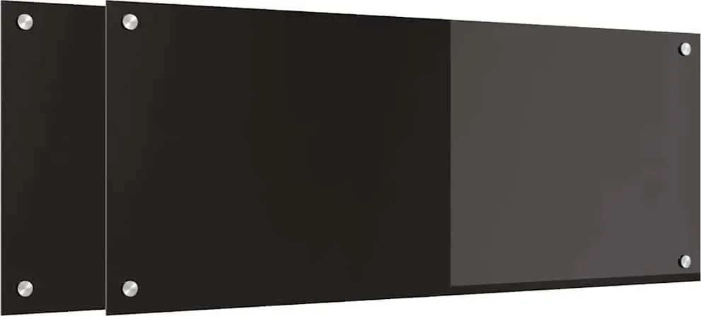 vidaXL Panou de bucătărie 2 pcs Negru 100 x 40 cm sticlă securizată