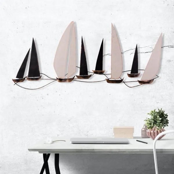 Decorațiune de perete 52x117 cm metal bărci cu vele