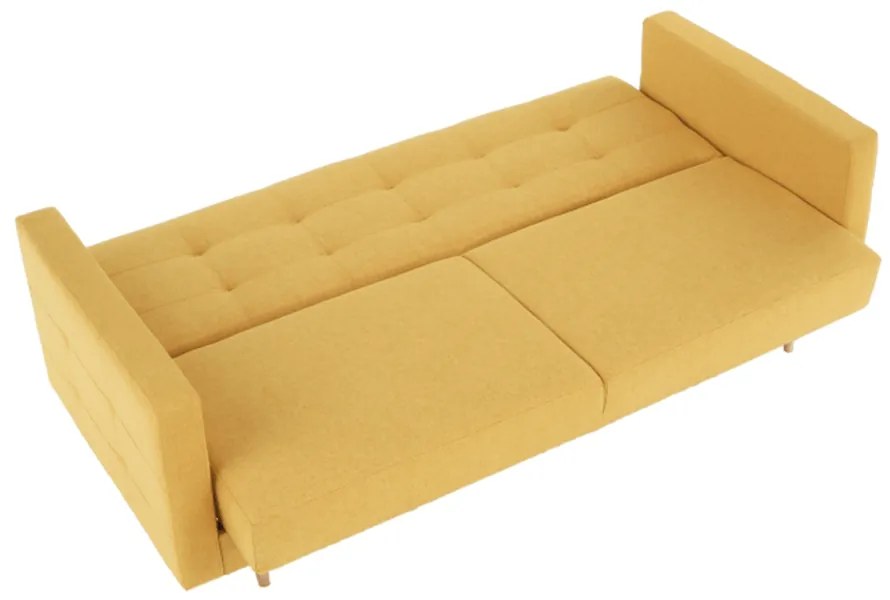 Canapea tapiţat 3 locuri, material textil muştar, AMEDIA