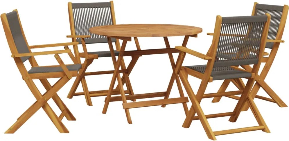 vidaXL Set mobilier de grădină 5 piese polipropilenă gri/lemn masiv