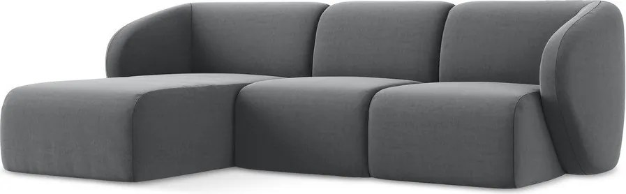 Colțar gri cu tapițerie din catifea (cu colț pe partea stângă/cu șezlong) Lani – Makamii