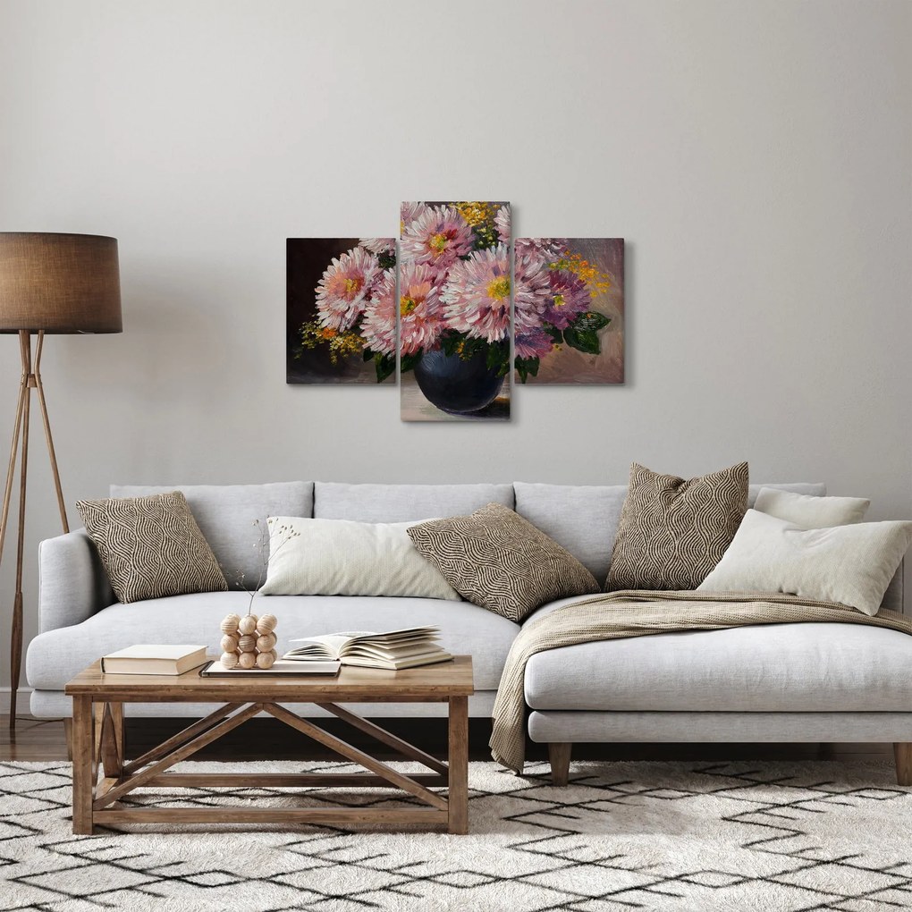 Tablou - Pictură în ulei, flori în vază (90x60 cm)