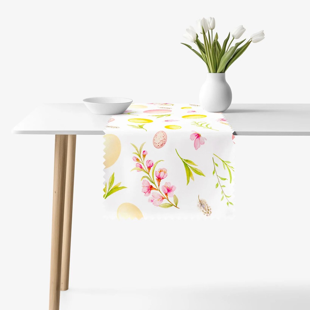 Goldea napron de masă teflonat de paște - ouă de paște cu flori 20x140 cm
