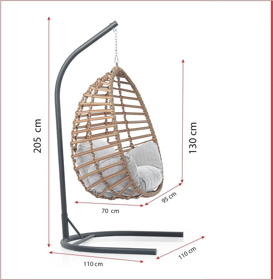 Balansoar scaun suspendat  rattan exterior interior 205x110x95 cm