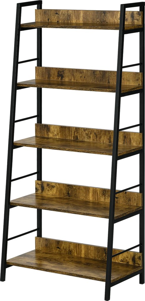 HOMCOM Etajeră bibliotecă Stil Industrial înclinat 5 Nivele 70L x 35l x 150H cm | Aosom Romania