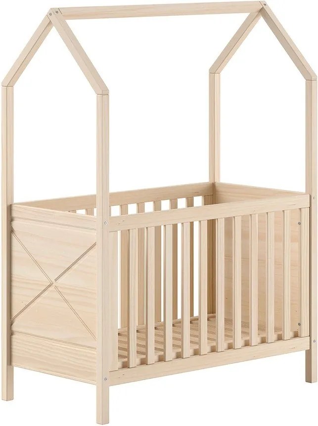 Pătuț în culoare naturală din lemn de pin cu înălțime reglabilă 60x120 cm Scott – Vipack