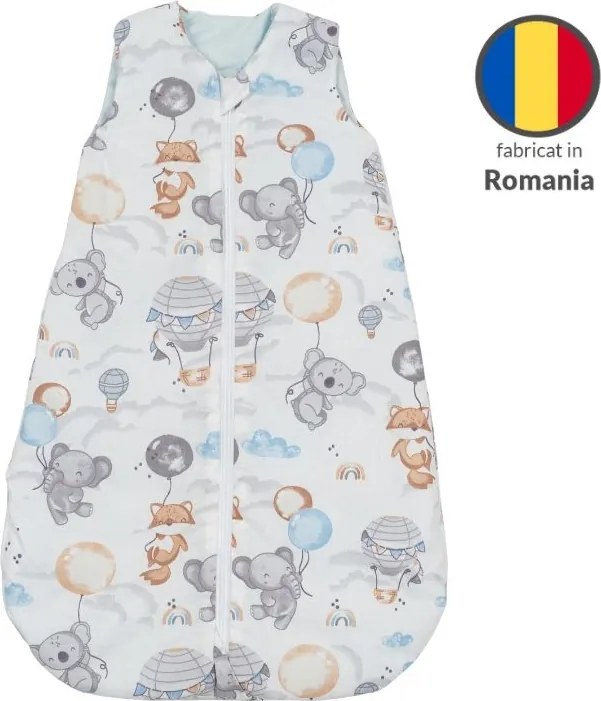 Sac de dormit bebe de vara din bumbac 100% 0-3 luni Kidizi Tiny Adventures, 0.5 tog