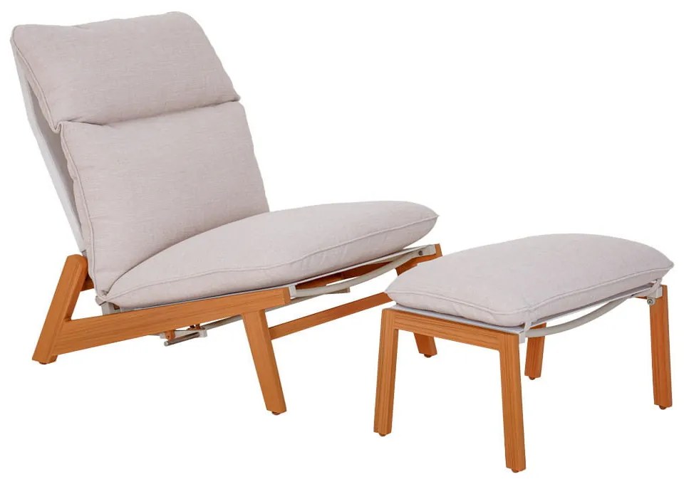 KALEM șezlong de grădină cu suport pentru picioare