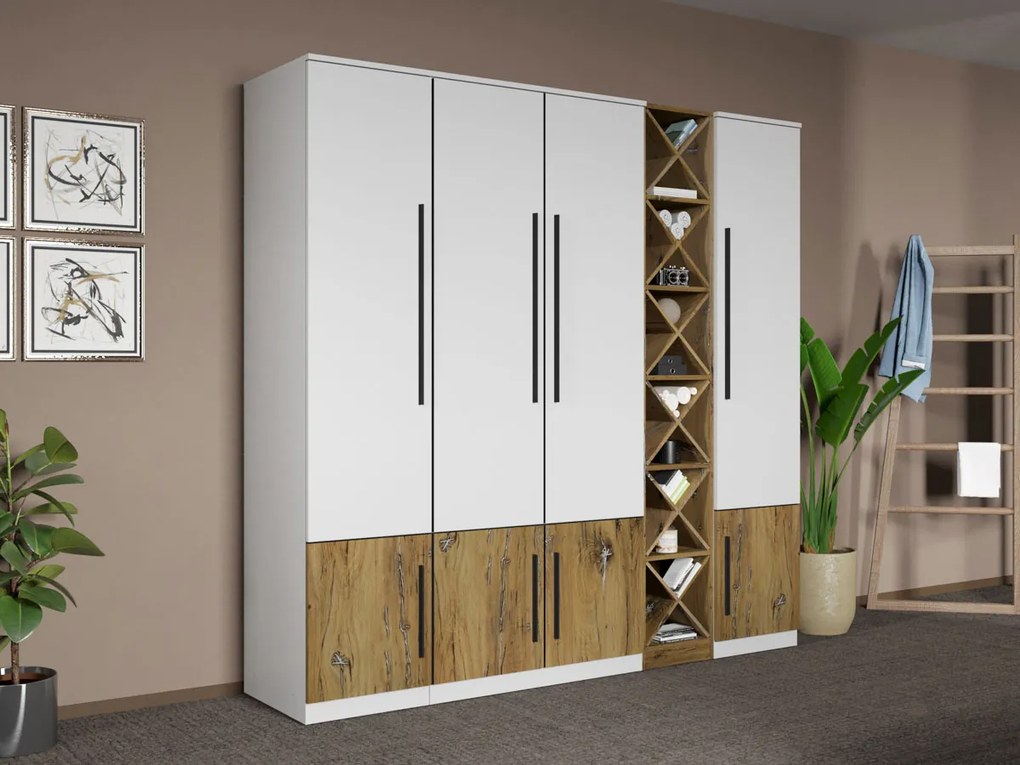 Set mobila dormitor 4 piese Alb/Stejar Eclipse C08