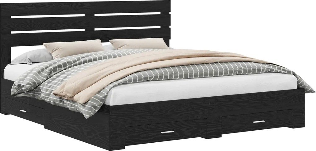 vidaXL Cadru de pat cu sertar cu headboard cu depozitare Lemn compozit