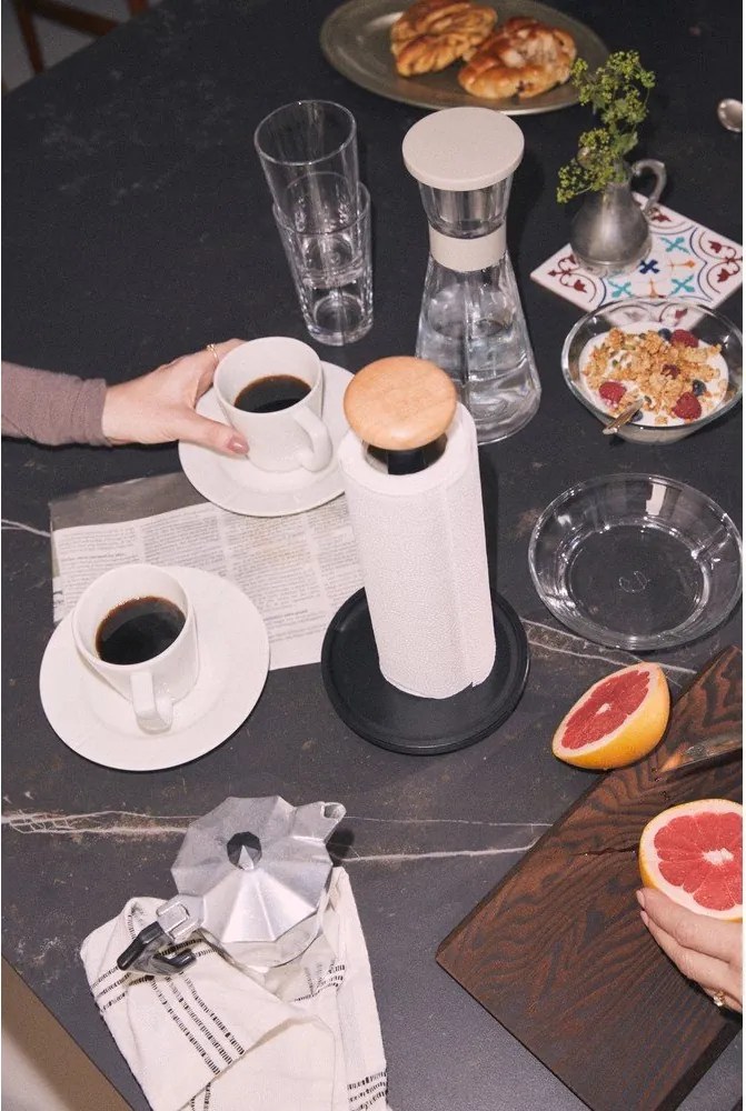 Suport orizontal pentru prosoape de bucătărie din hârtie negru ø 15 cm Paper Pal – Rosendahl