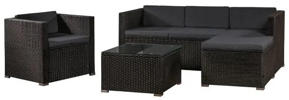 Jusky Set ratan de gradina Punta Cana L - perne negre/antracit