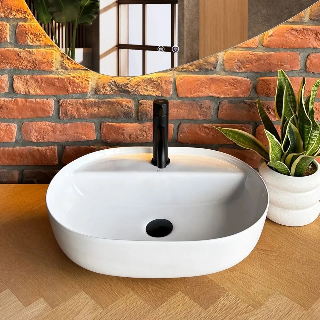 Rea Aura lavoar 50.5x38.5 cm ovale de blat alb REA-U4620