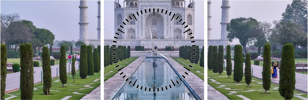 Tablou - Taj Mahal în răsăsrit de soare (cu ceas) (90x30 cm)