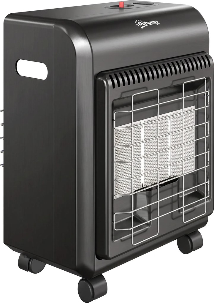 Outsunny Sobă pe Gaz Portabilă 4,2 kW, cu 3 Trepte de Căldură, Neagră | Aosom Romania